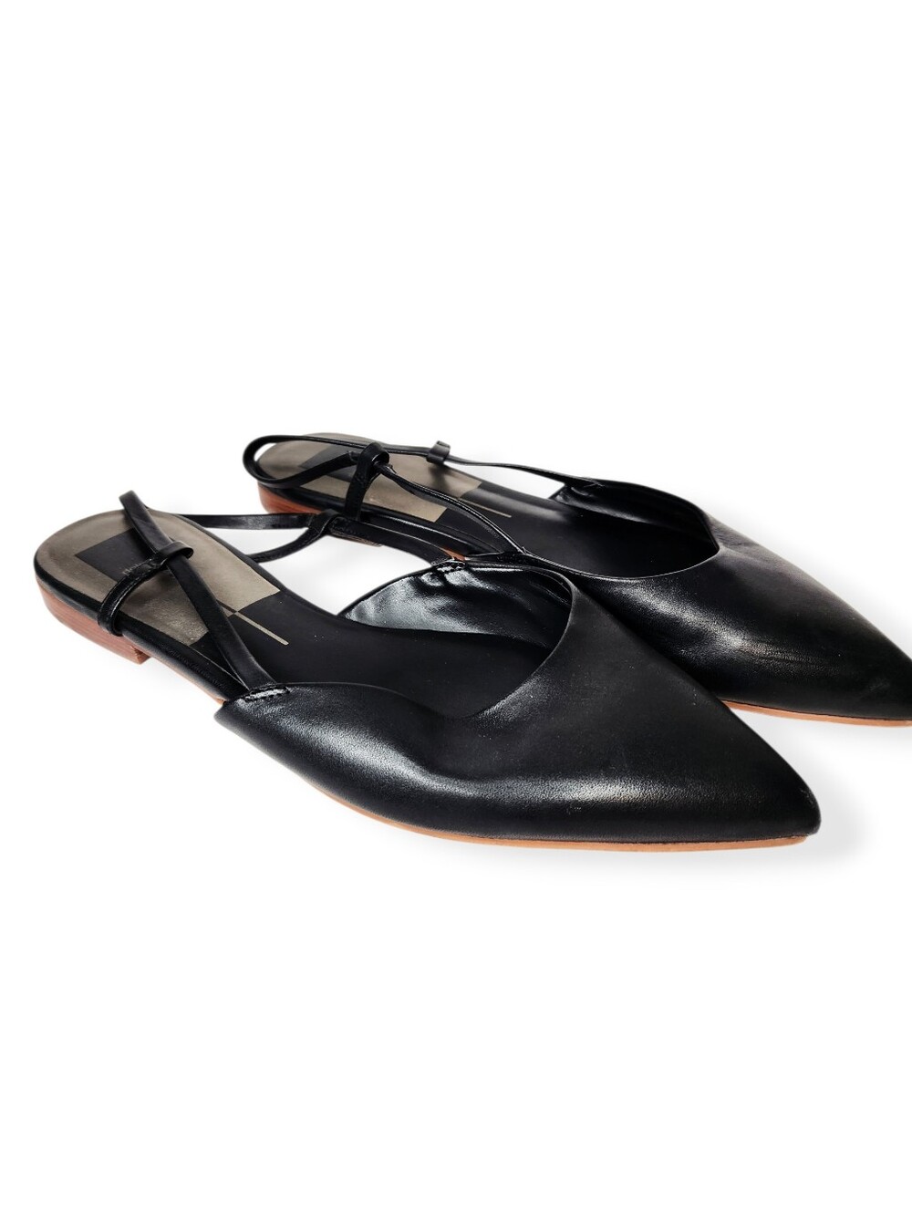 Dolce Vita Black Leather Pointed Slingback Slip On Flats Size 10 Women's Shoes